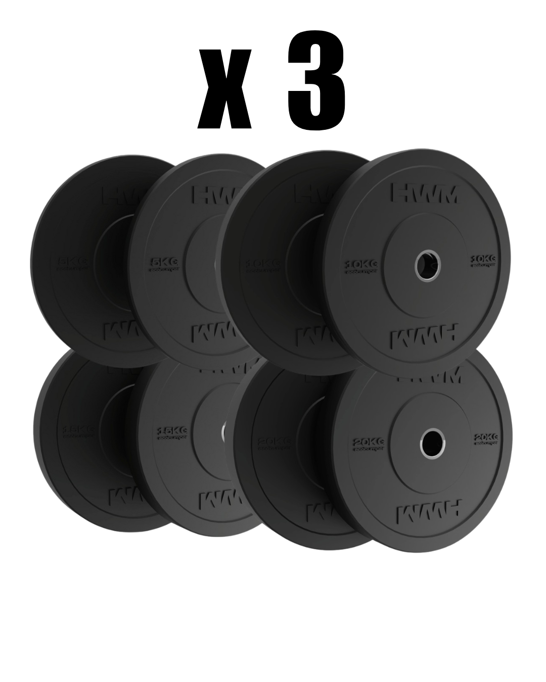 PACK 300KG DISCOS OLIMPICOS BUMPER ECO